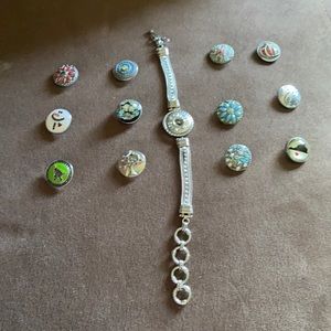 Ginger snap charm bracelet and 12 charms